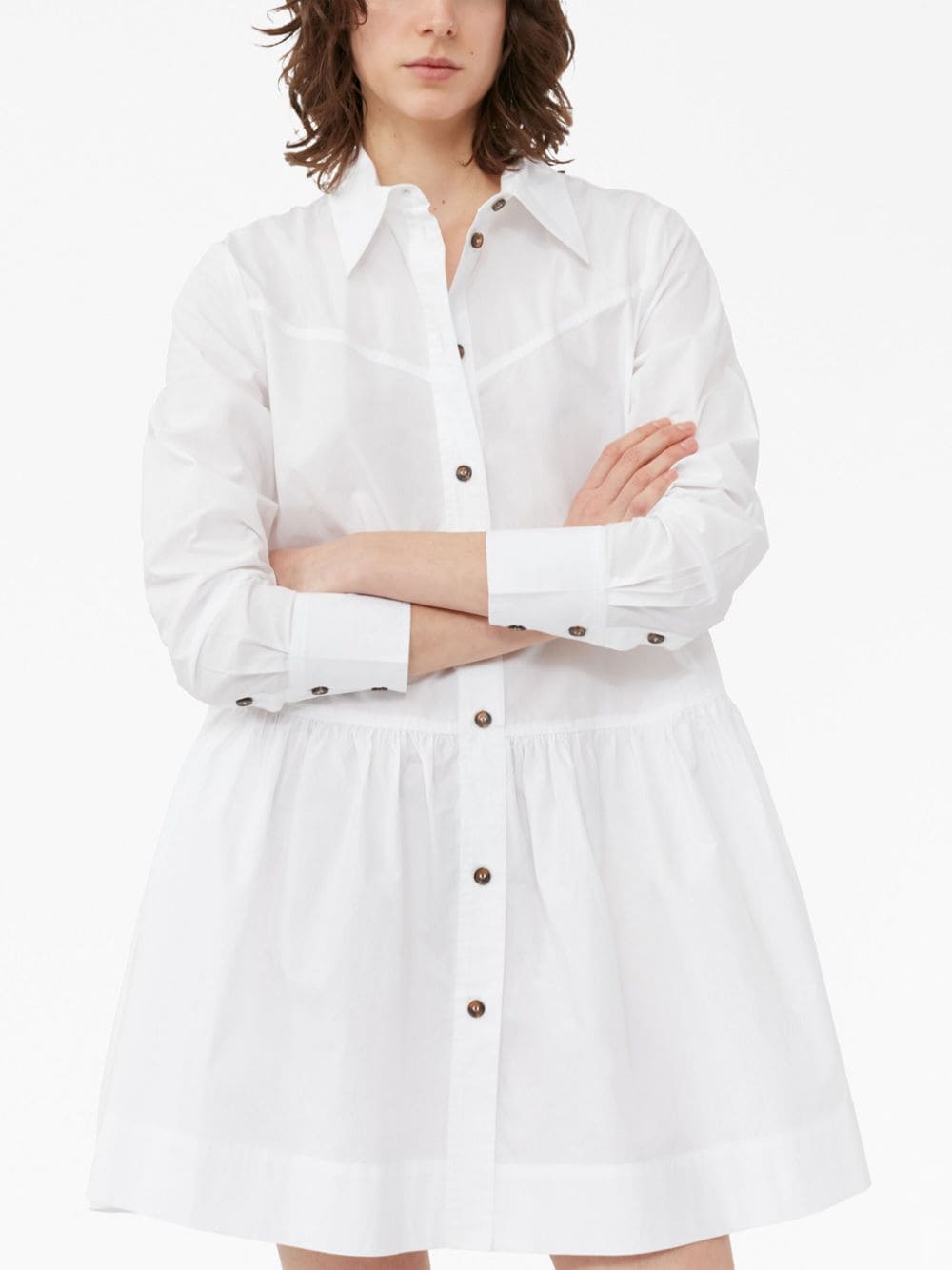 Ganni GANNI- Organic Cotton Mini Shirt Dress