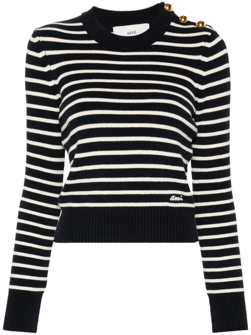 Ami Paris AMI PARIS- Cotton Blend Striped Sweater