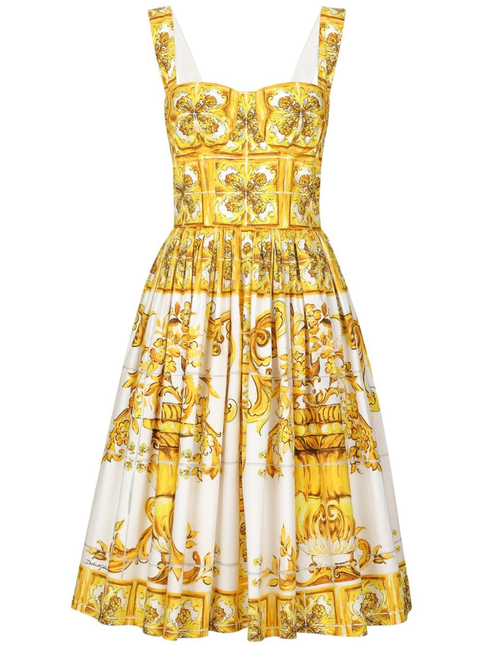 Dolce & Gabbana DOLCE & GABBANA- Maiolica Print Midi Dress