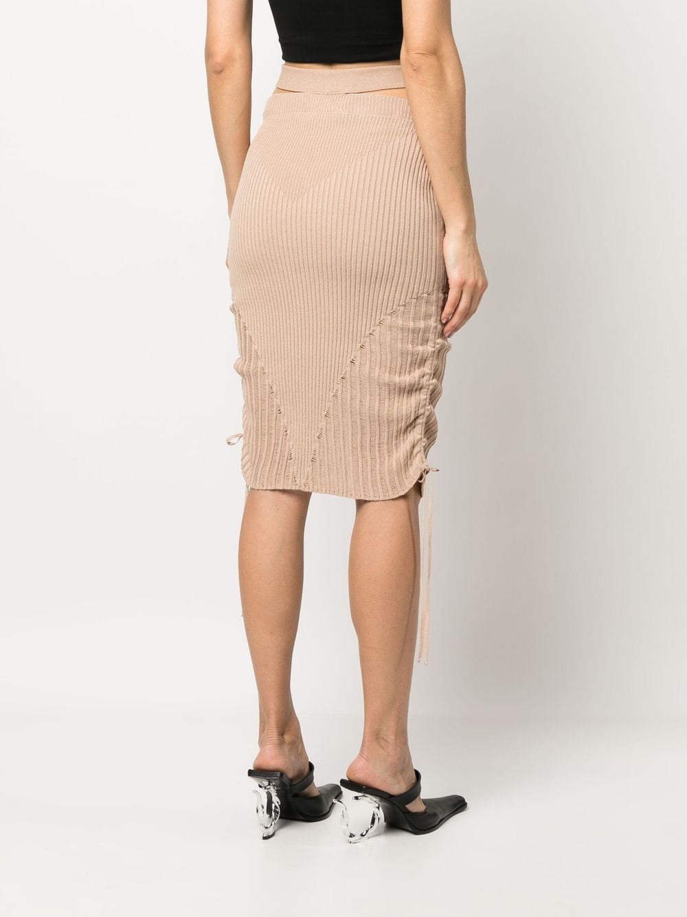  ANDREADAMO- Cut-out Ribbed Midi Skirt