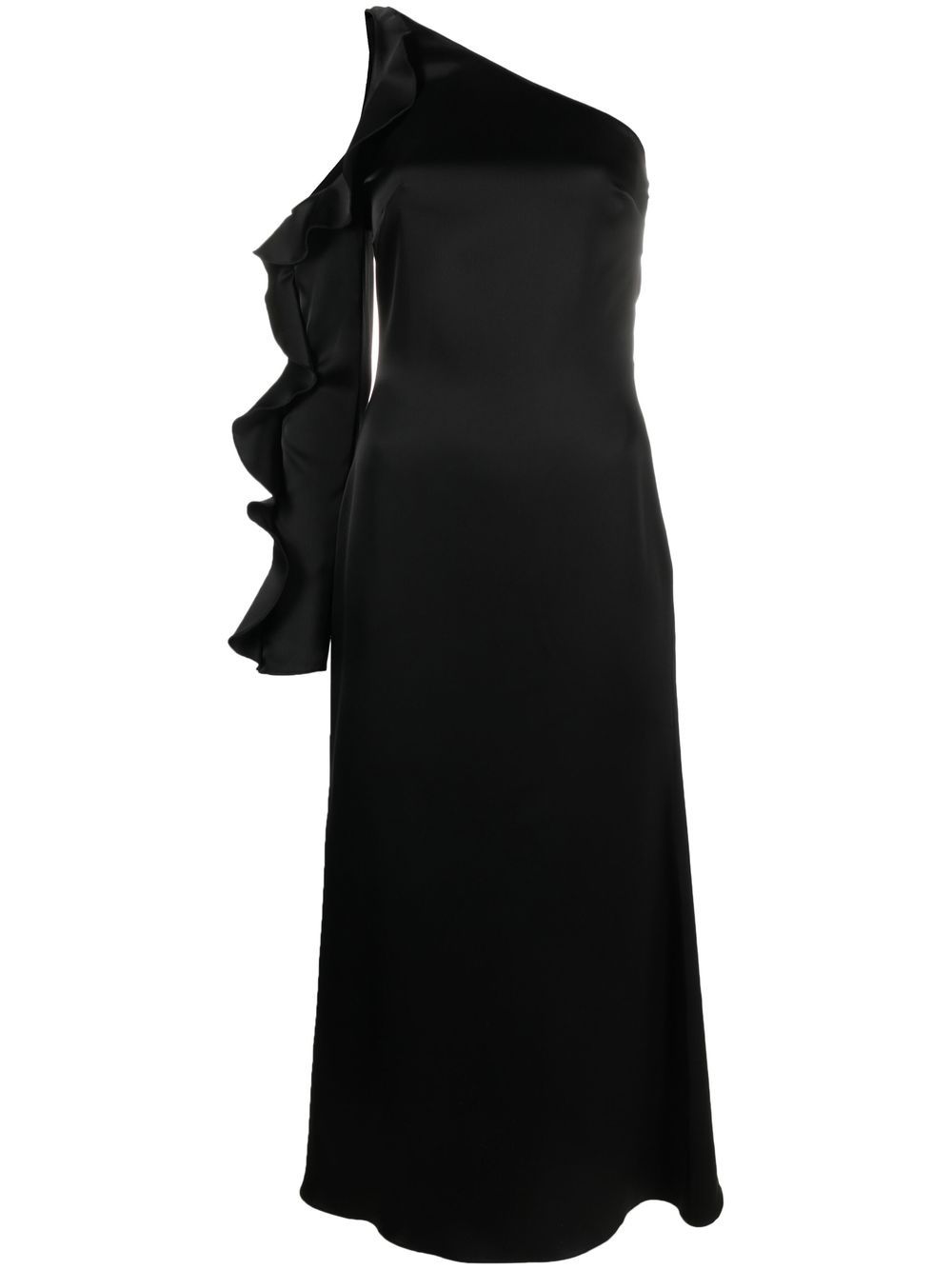 David Koma DAVID KOMA- Ruffle Detail One Shoulder Midi Dress