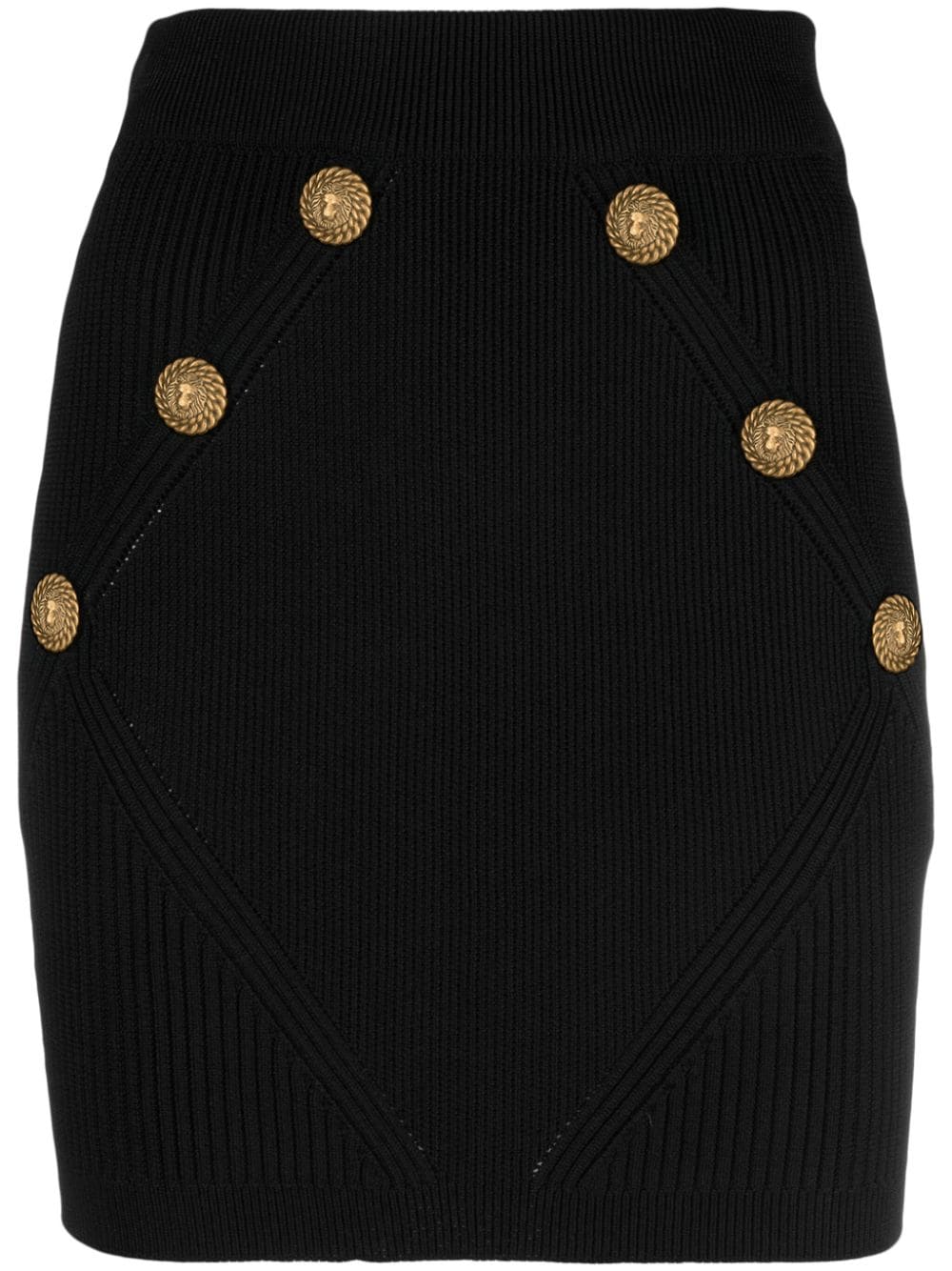 Balmain BALMAIN- Gold Embossed Buttons Knitted Mini Skirt