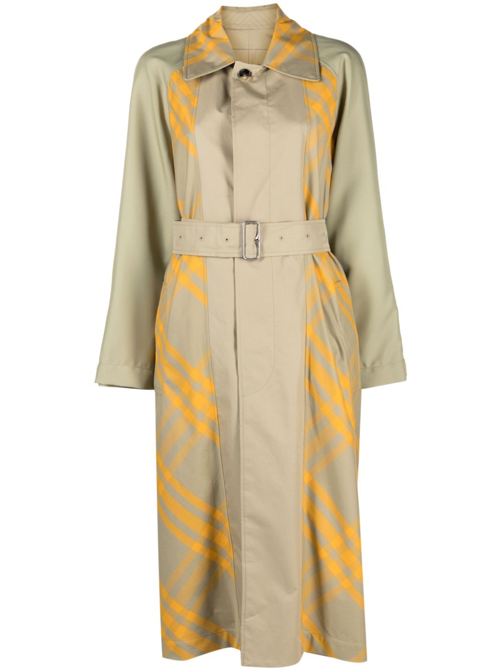 Burberry BURBERRY- Check Motif Cotton Trench Coat