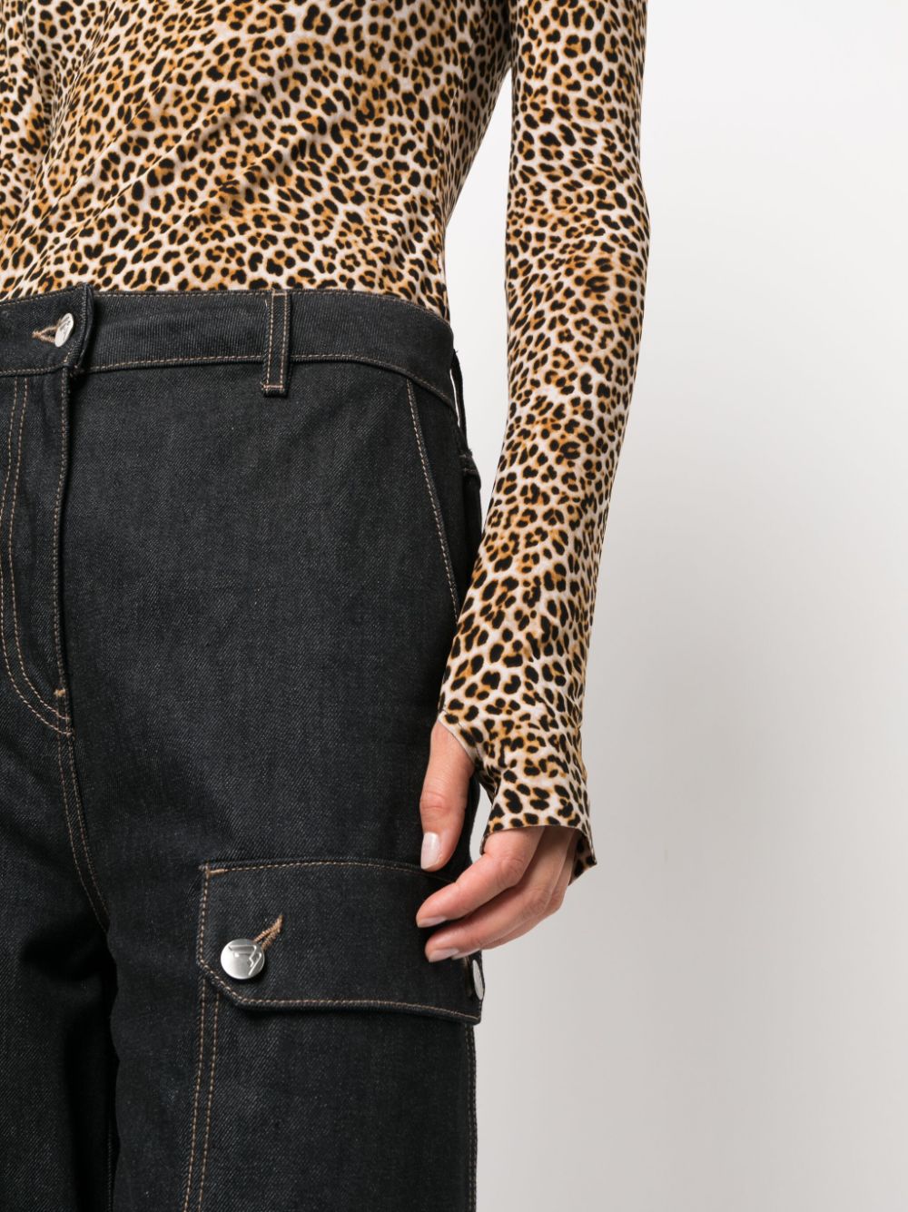 Norma Kamali NORMA KAMALI- Leopard Print Turtleneck Top