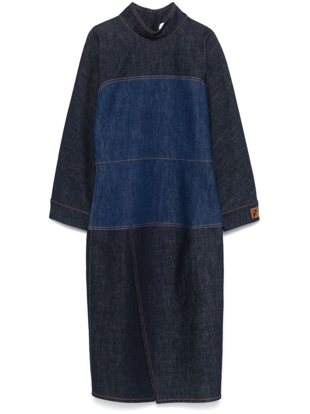 FENDI FENDI- Bicolor Denim Midi Dress