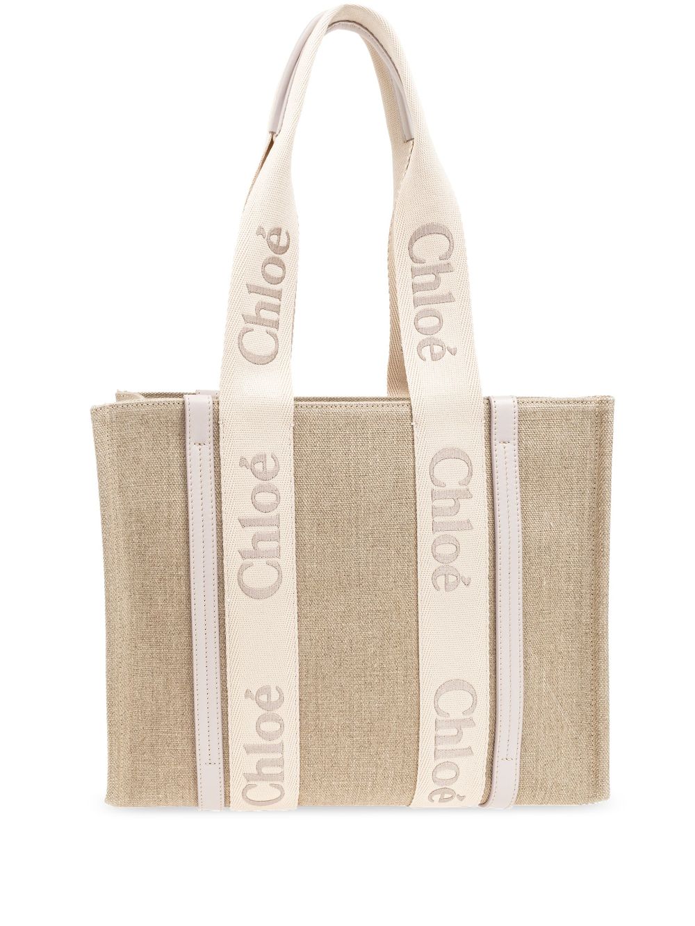 Chloé CHLOÉ- Woody Medium Canvas And Leather Tote Bag