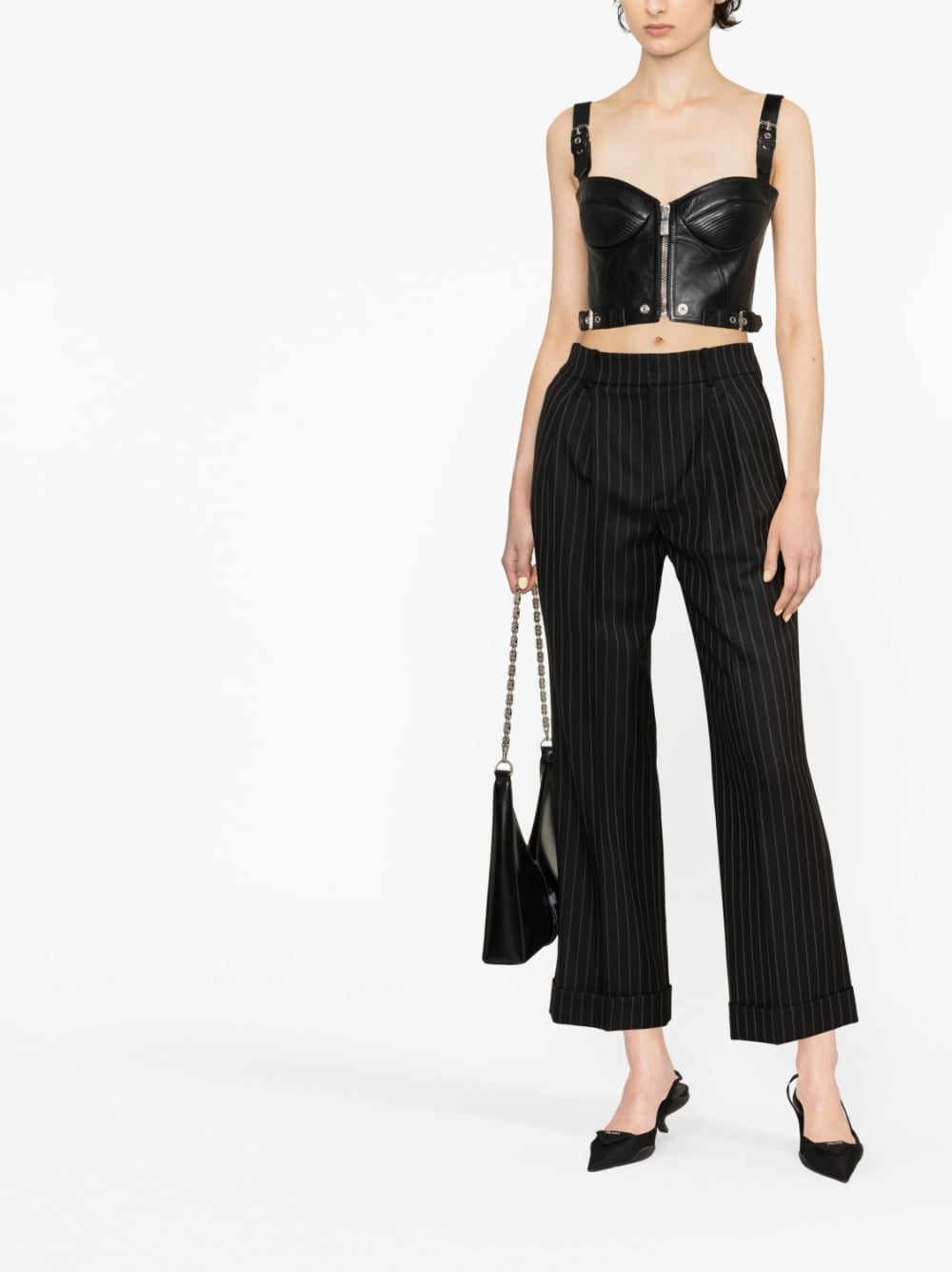 Versace VERSACE- Leather Cropped Top