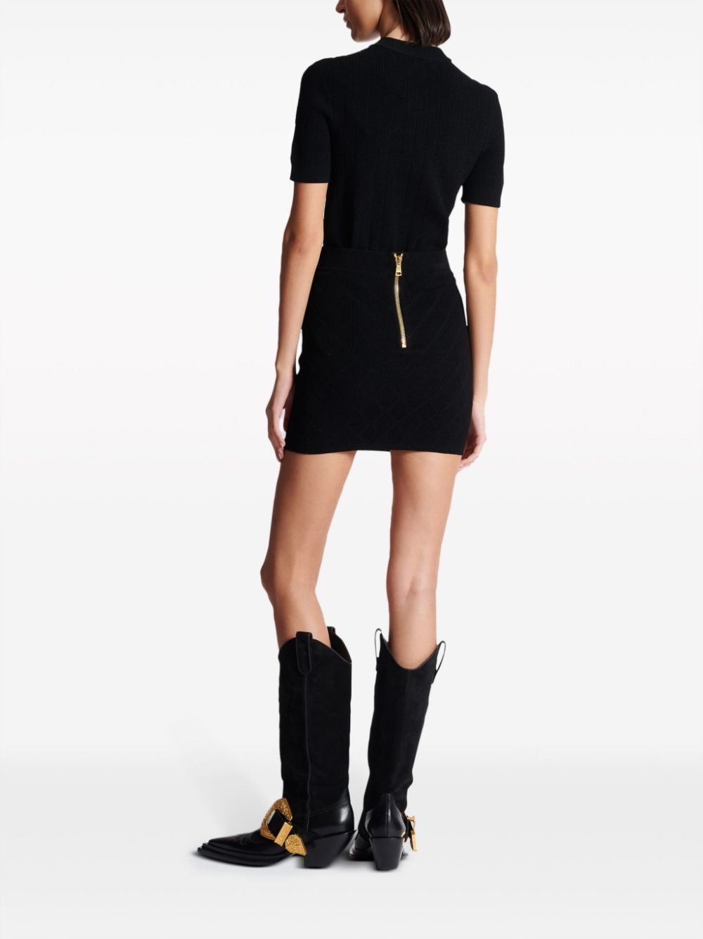 Balmain BALMAIN- Buttoned Knitted Mini Skirt