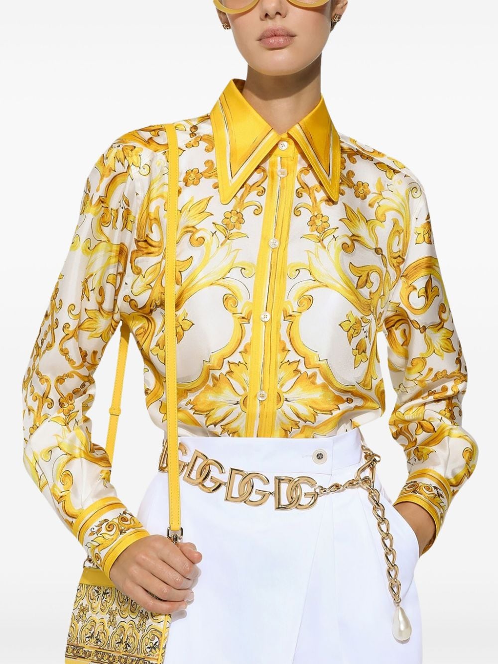 Dolce & Gabbana DOLCE & GABBANA- Maiolica Print Silk Shirt