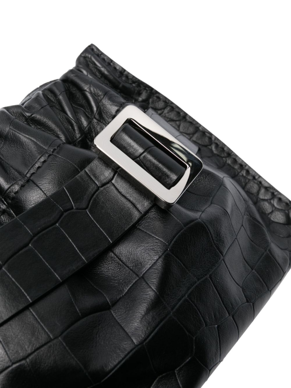 Boyy BOYY- Square Scrunchy Soft Croco Embossed Leather Crossbody Bag