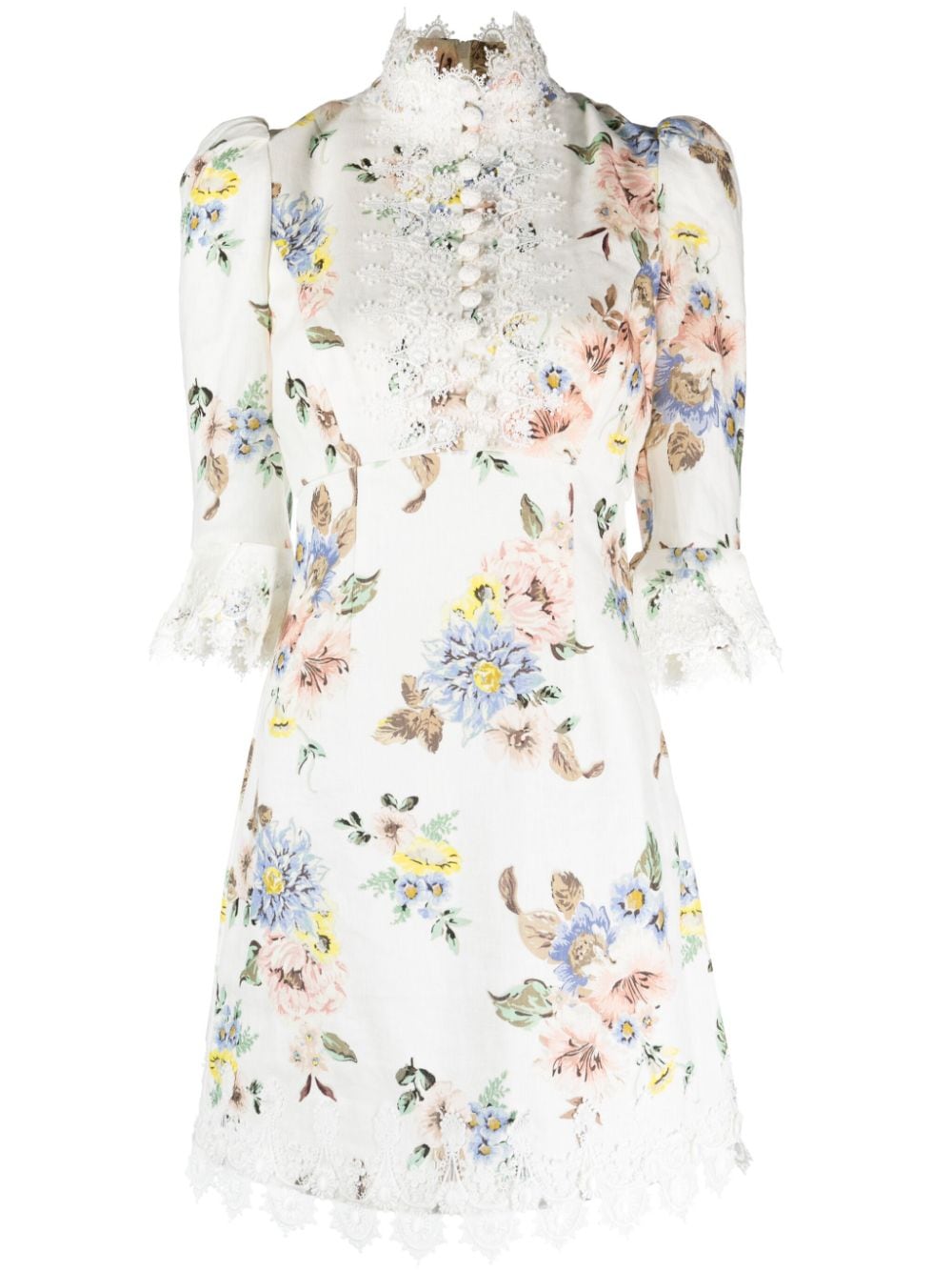 Zimmermann ZIMMERMANN- Lace Trimmed Linen Mini Dress