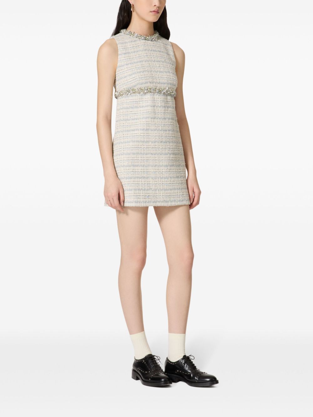 Valentino VALENTINO- Embroidered Tweed Mini Dress