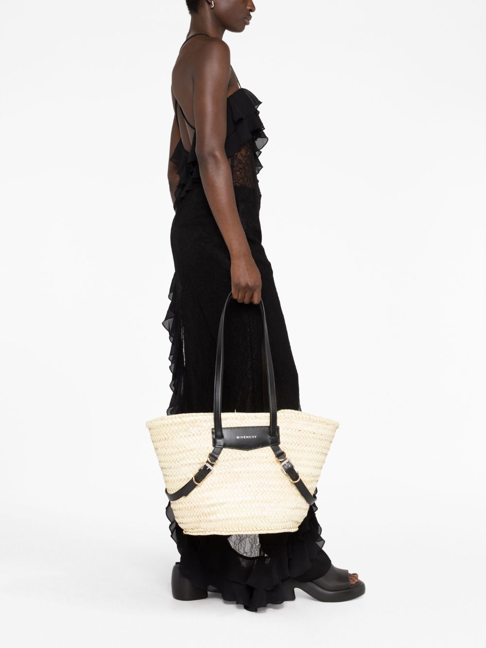 Givenchy GIVENCHY- Voyou Medium Rafia Basket Bag