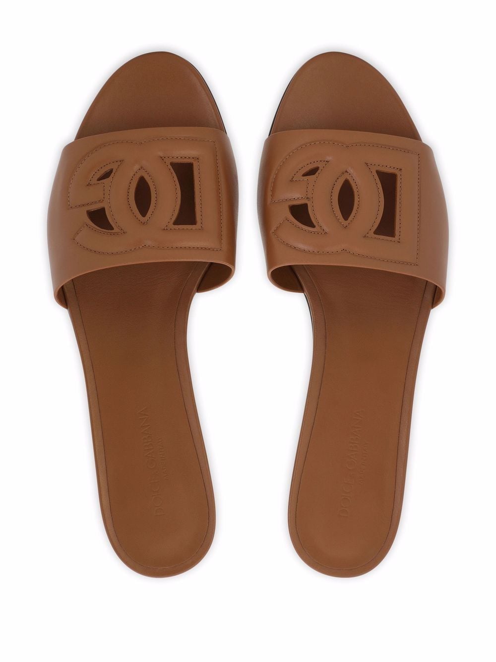 Dolce & Gabbana DOLCE & GABBANA- Dg Logo Leather Slides