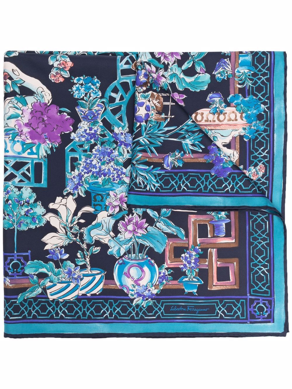 Ferragamo FERRAGAMO- Printed Silk Foulard