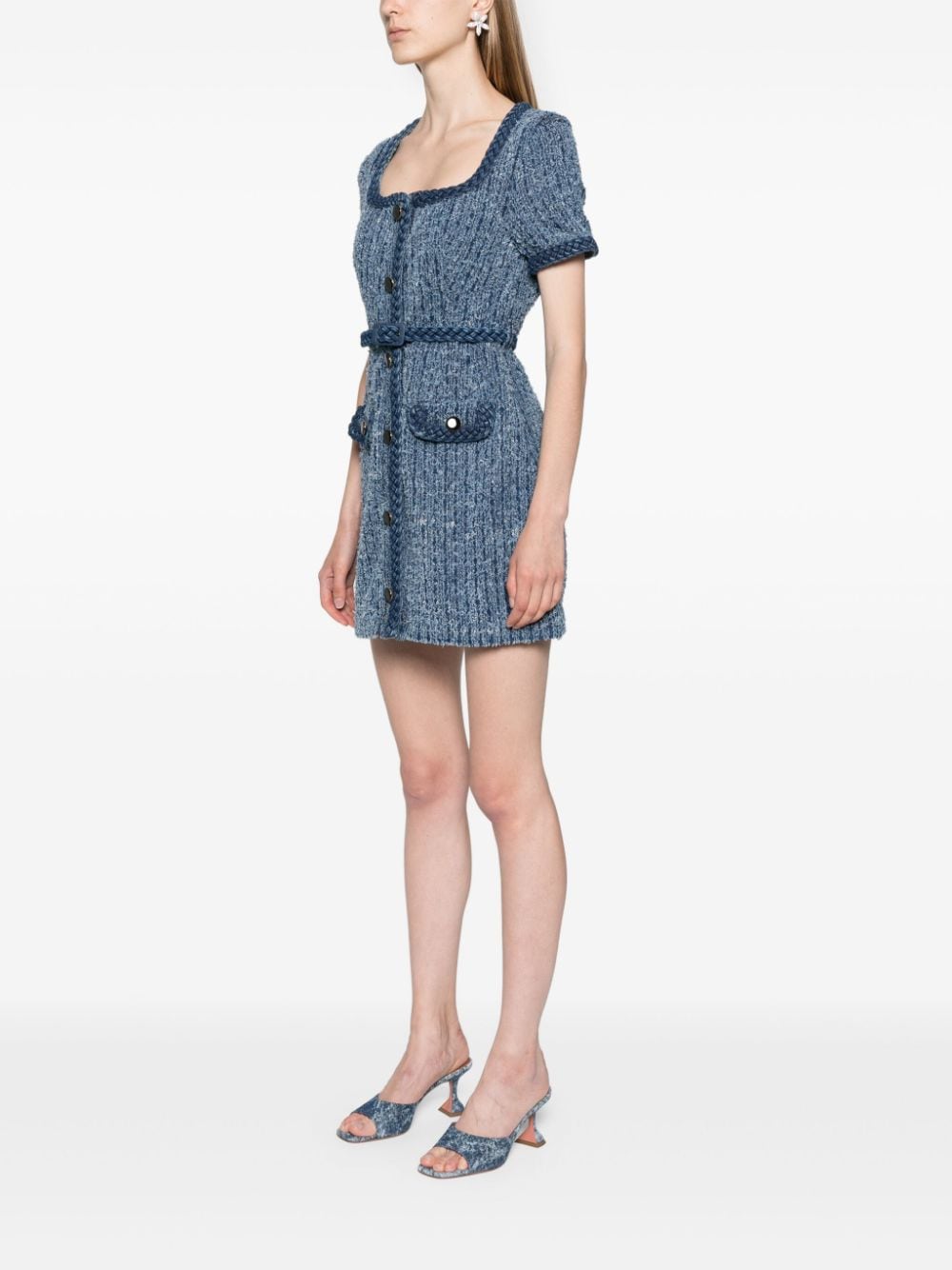  SELF PORTRAIT- Textured Denim Mini Dress