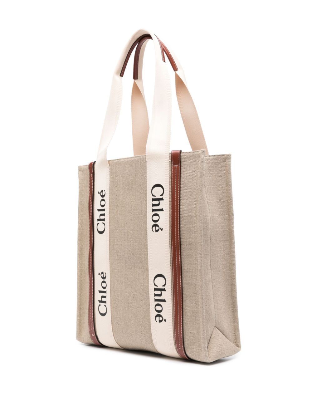 Chloé CHLOÉ- Woody Canvas And Leather Tote Bag