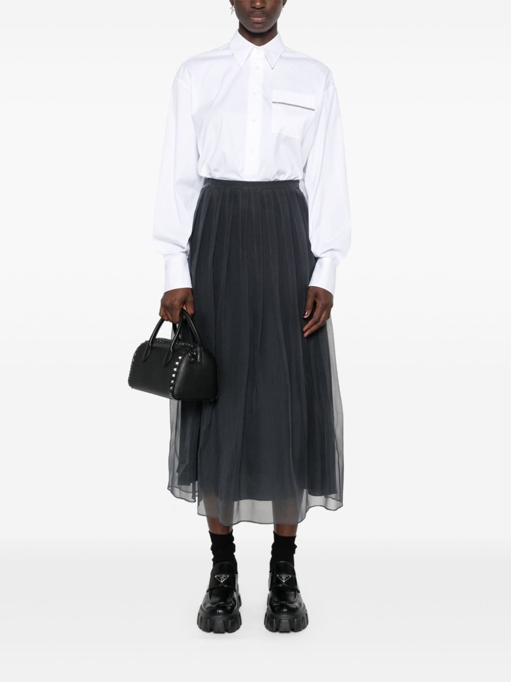 Brunello Cucinelli BRUNELLO CUCINELLI- Silk Organza Midi Skirt