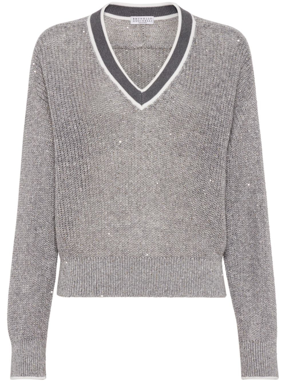 Brunello Cucinelli BRUNELLO CUCINELLI- Linen V-necked Sweater