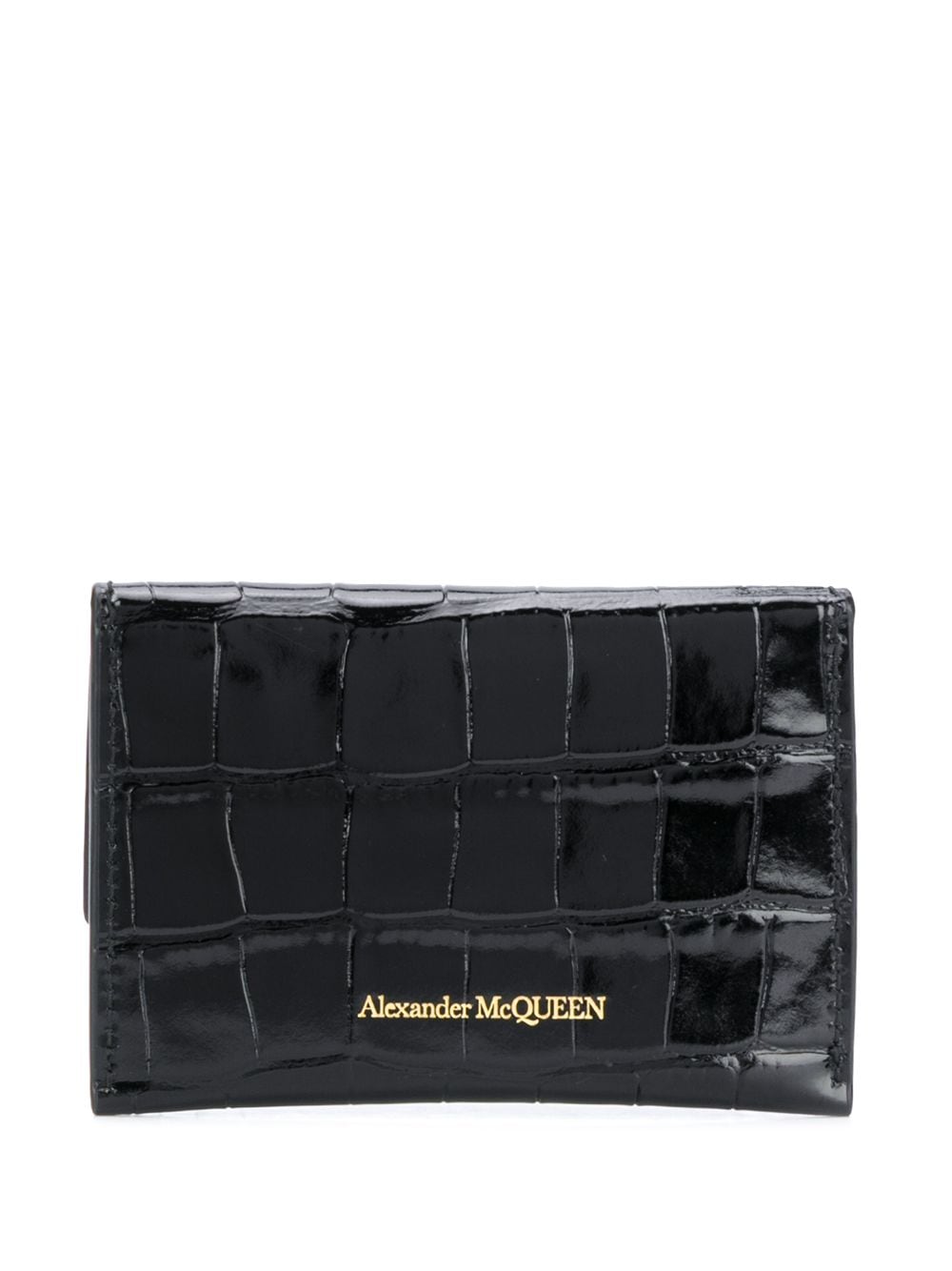 Alexander McQueen ALEXANDER MCQUEEN- Skull Embossed Croc Leather Card Holder