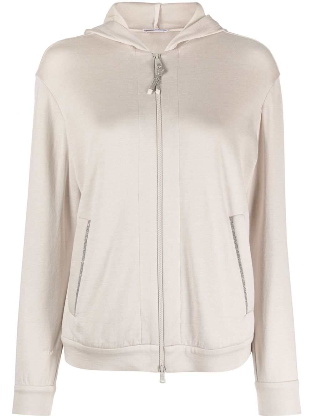 Brunello Cucinelli BRUNELLO CUCINELLI- Cotton And Silk Blend Zip-up Hoodie