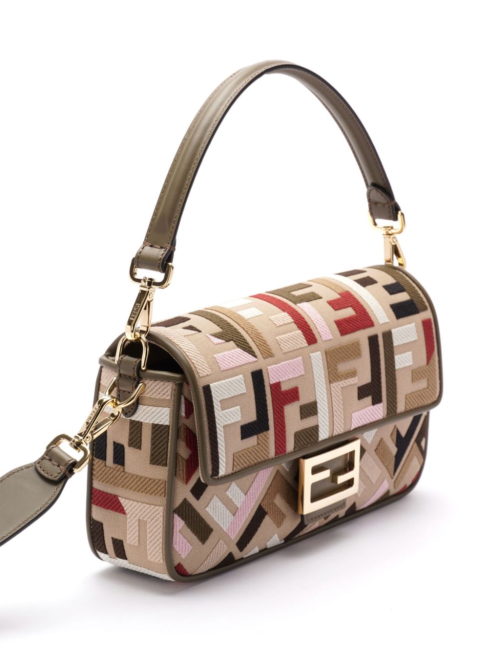 FENDI FENDI- Baguette Leather And Canvas Shoulder Bag