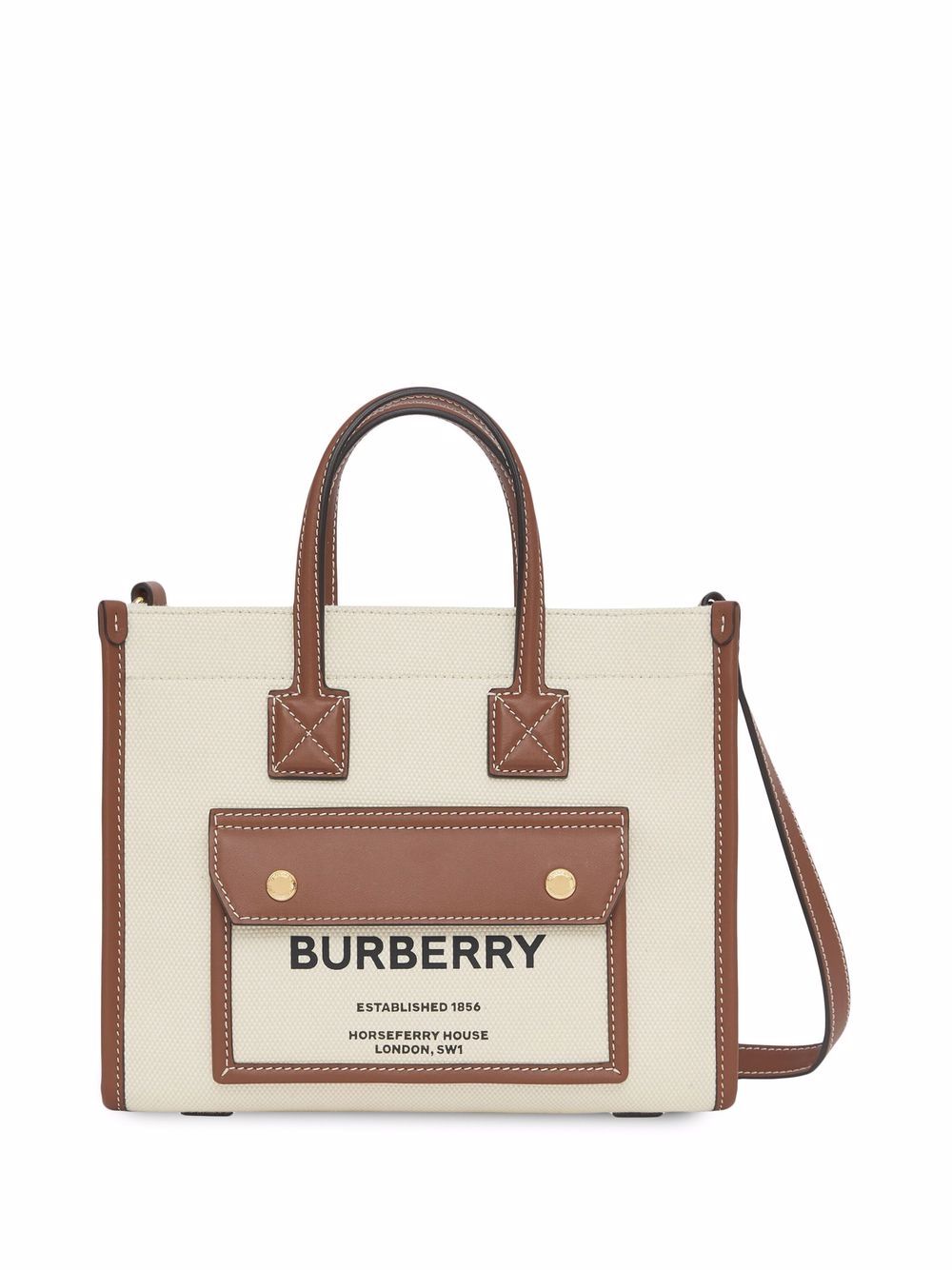 Burberry BURBERRY- Pocket Mini Cotton And Leather Shopping Bag