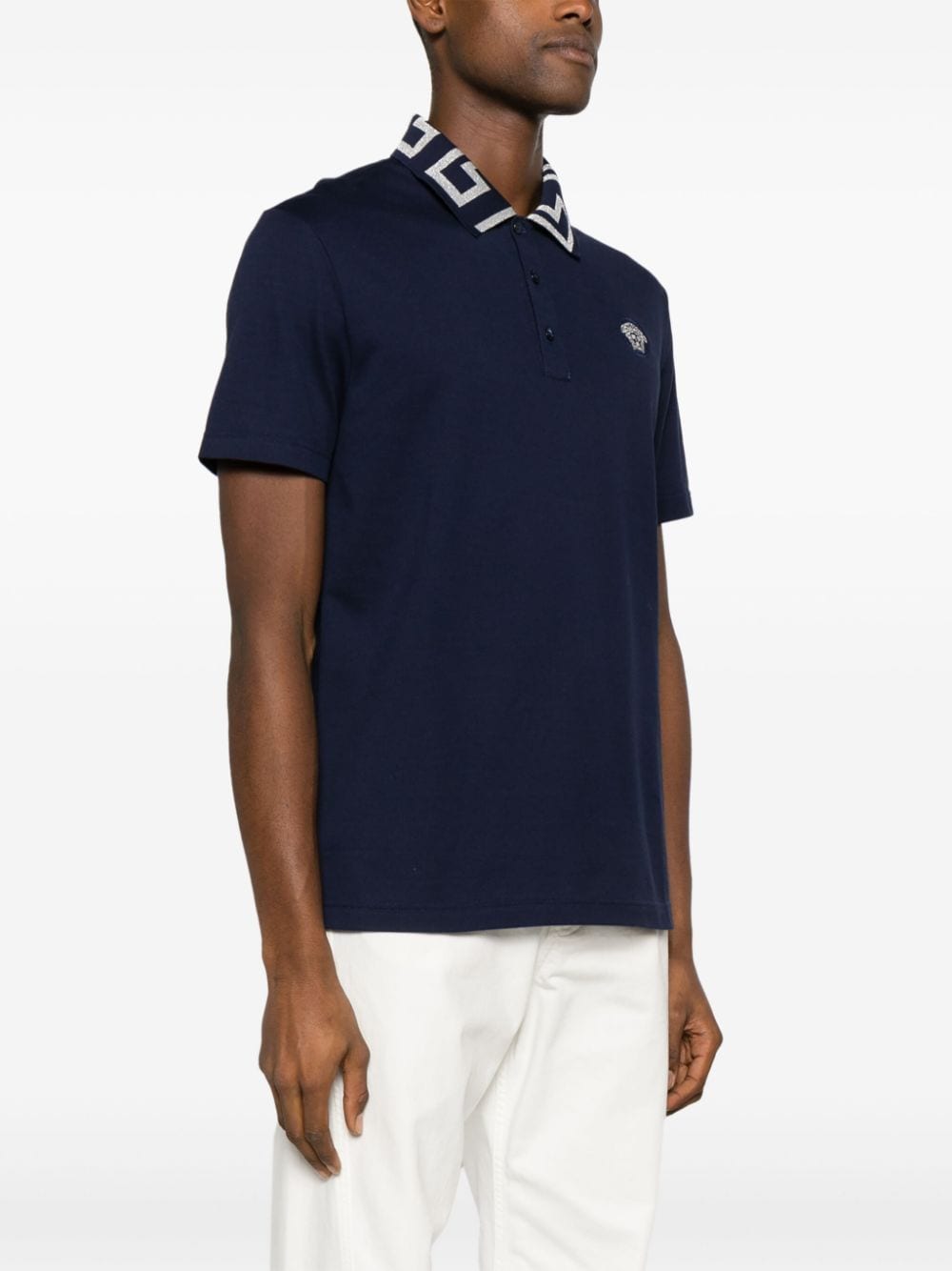 Versace VERSACE- Greca Cotton Polo Shirt