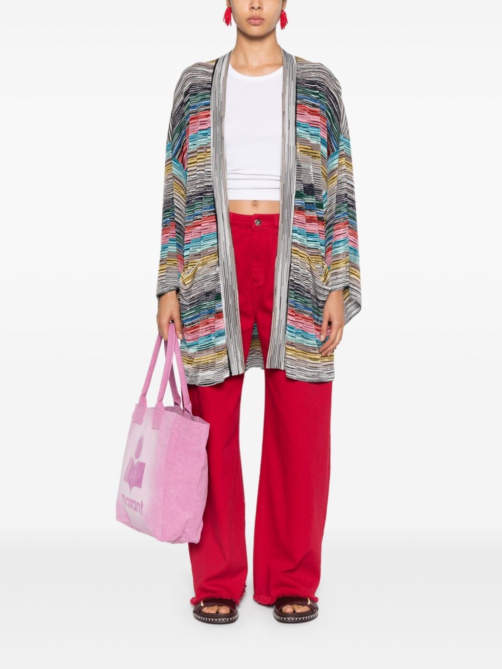 Missoni MISSONI- V-necked Striped Cardigan