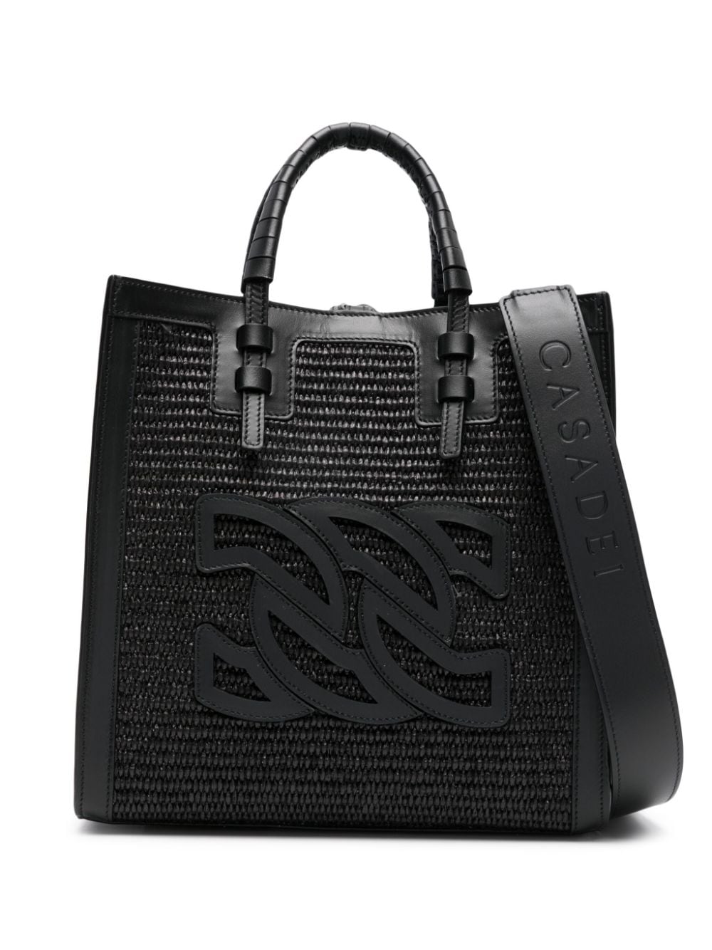 Casadei CASADEI- Beauriva Mini Raffia And Leather Tote Bag