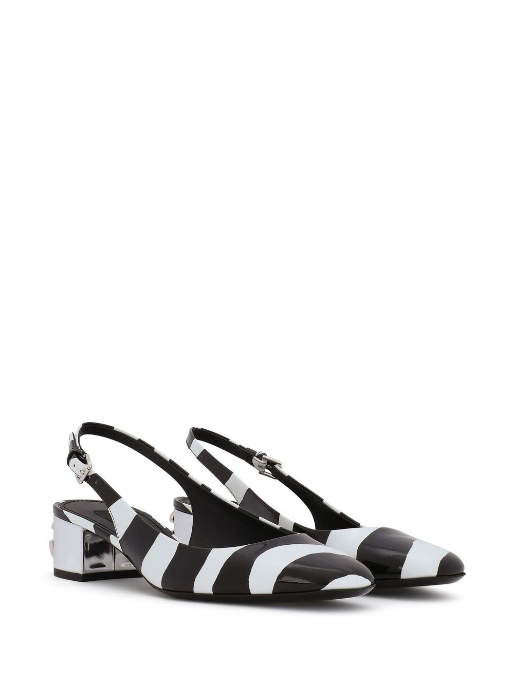 Dolce & Gabbana DOLCE & GABBANA- Zebra Print Patent Leather Slingback Pumps