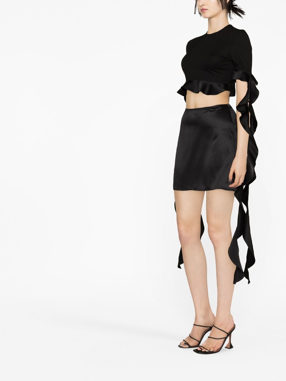 David Koma DAVID KOMA- Flounce Detail Jersey Cropped Top