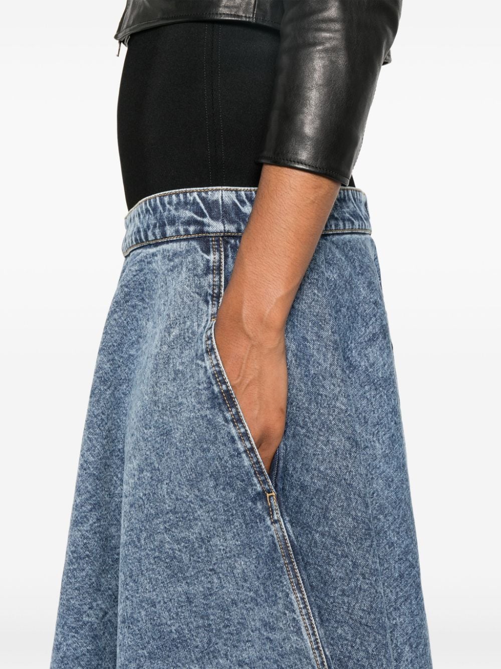 Alaïa ALAÏA- Denim Midi Skirt