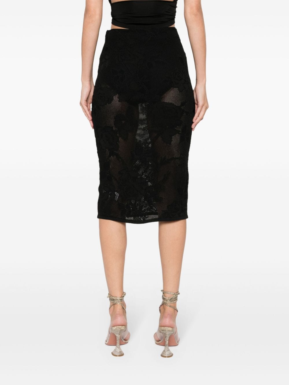 Blumarine BLUMARINE- Embroidered Pencil Midi Skirt