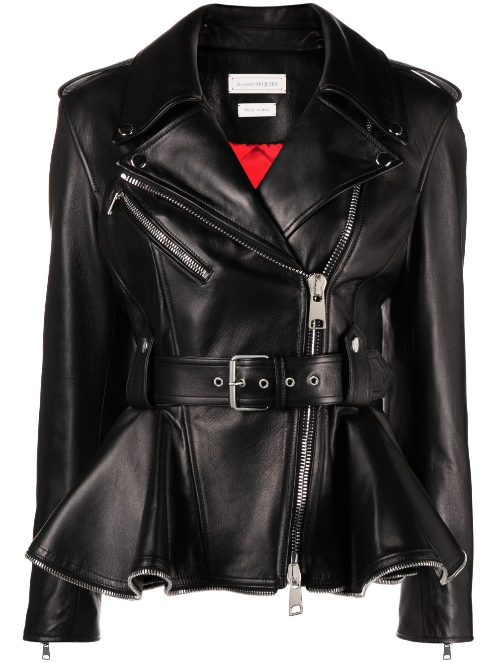 Alexander McQueen ALEXANDER MCQUEEN- Peplum Leather Biker Jacket