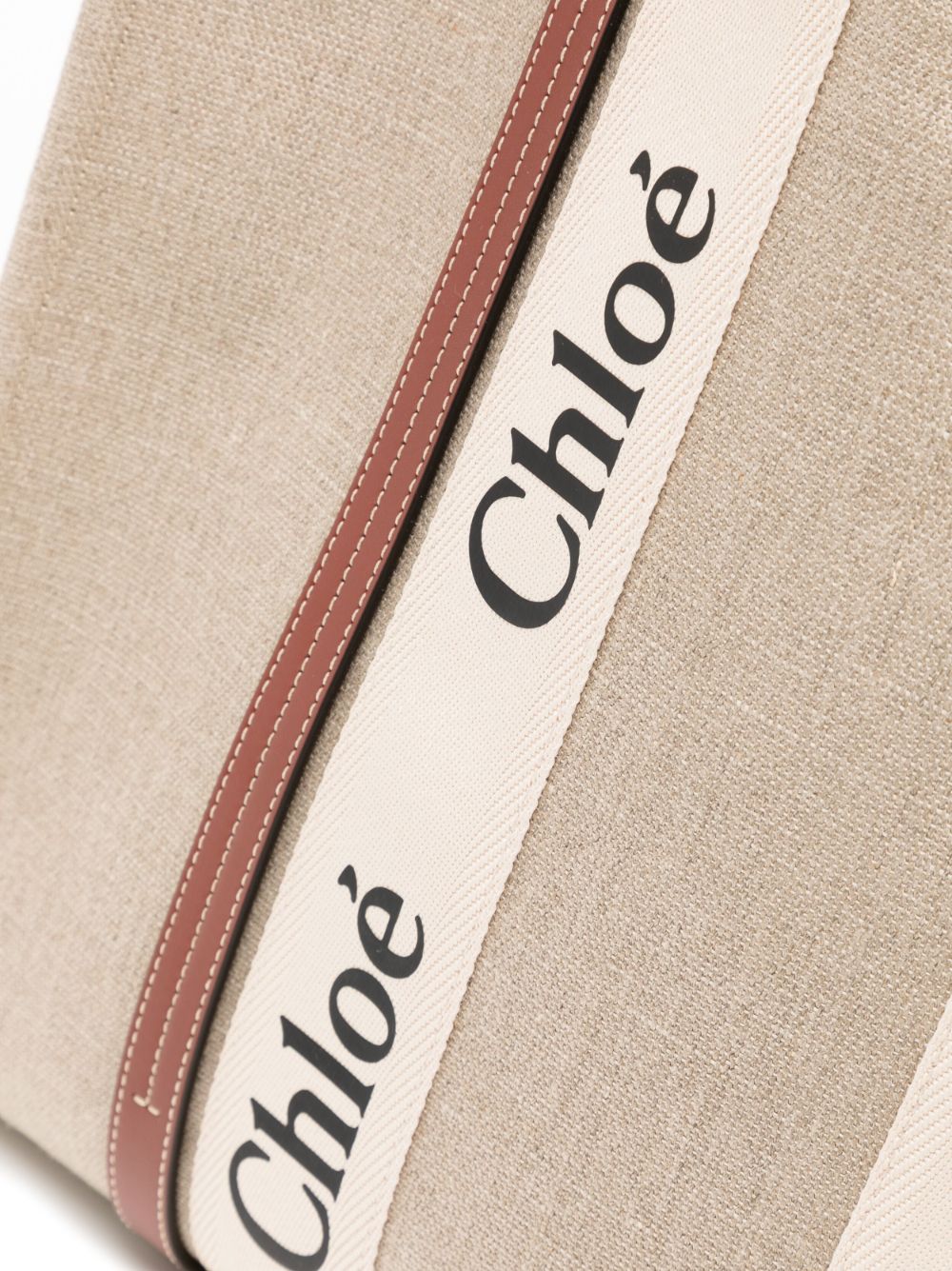 Chloé CHLOÉ- Woody Large Canvas And Leather Tote Bag