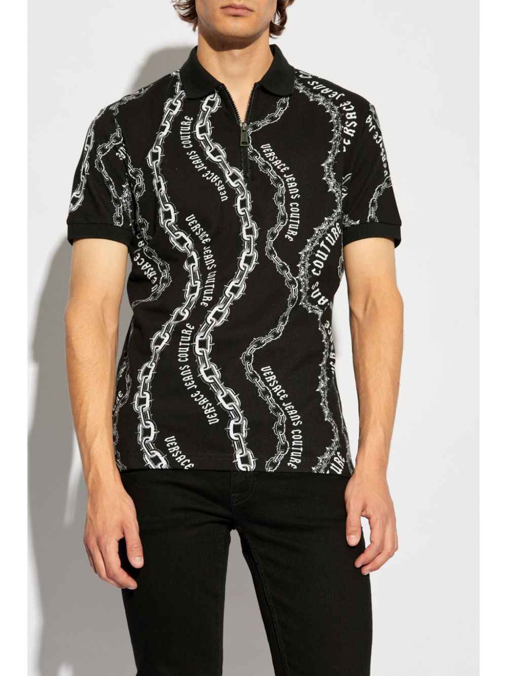 Versace Jeans Couture VERSACE JEANS COUTURE- Short Sleeve Polo Shirt With Print