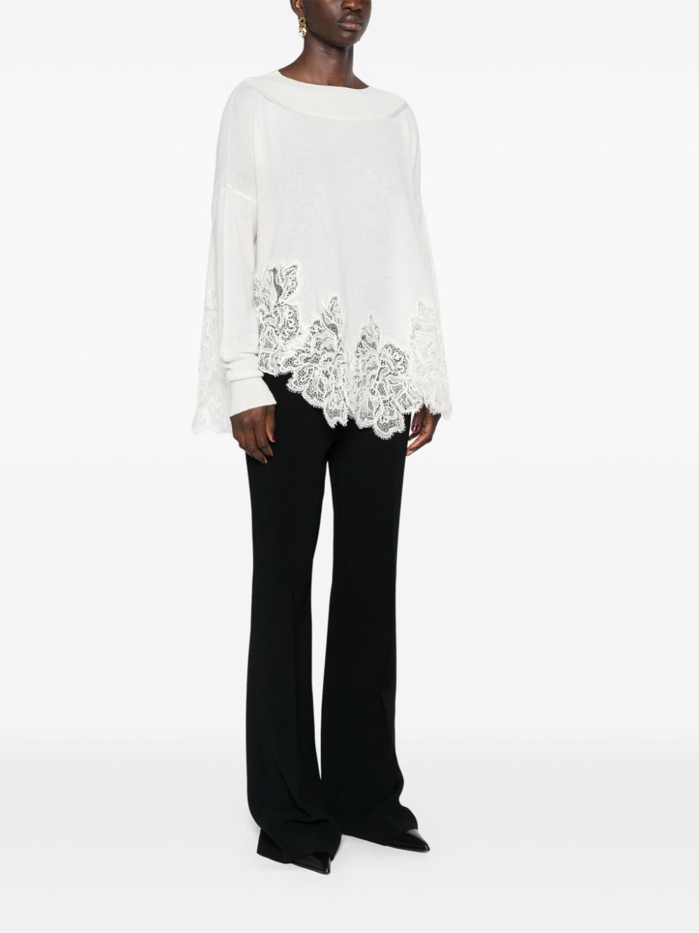 Ermanno Scervino ERMANNO SCERVINO- Embroidered Wool Boat Neck Sweater