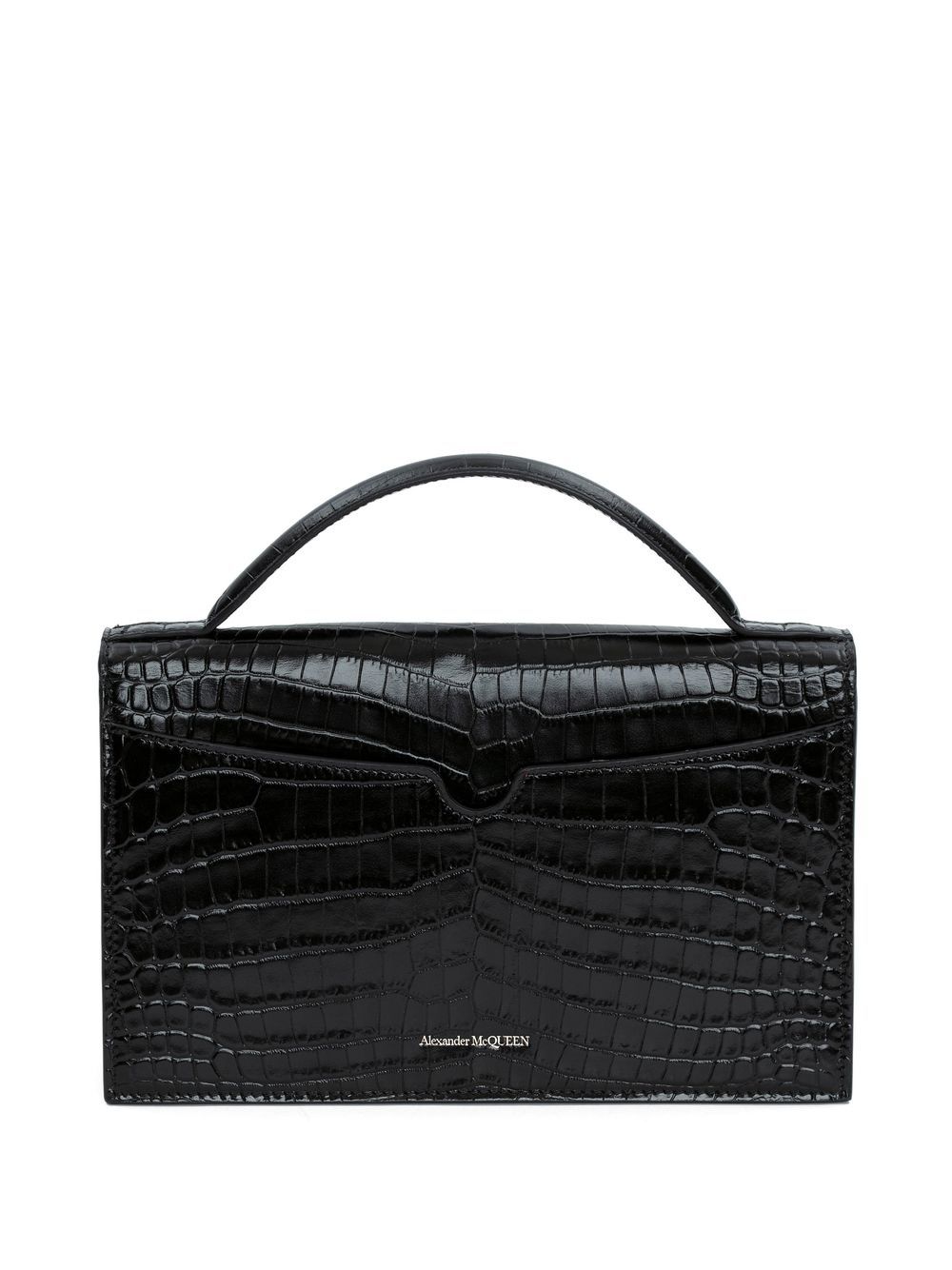 Alexander McQueen ALEXANDER MCQUEEN- Skull Crocodile-effect Leather Top Handle Bag