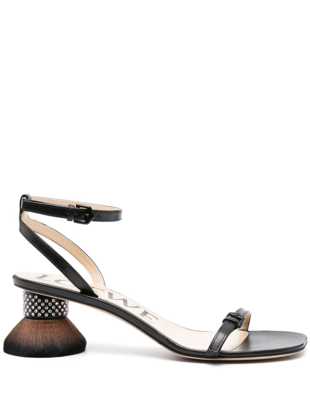 Loewe LOEWE- Petal Brush Leather Heel Sandals