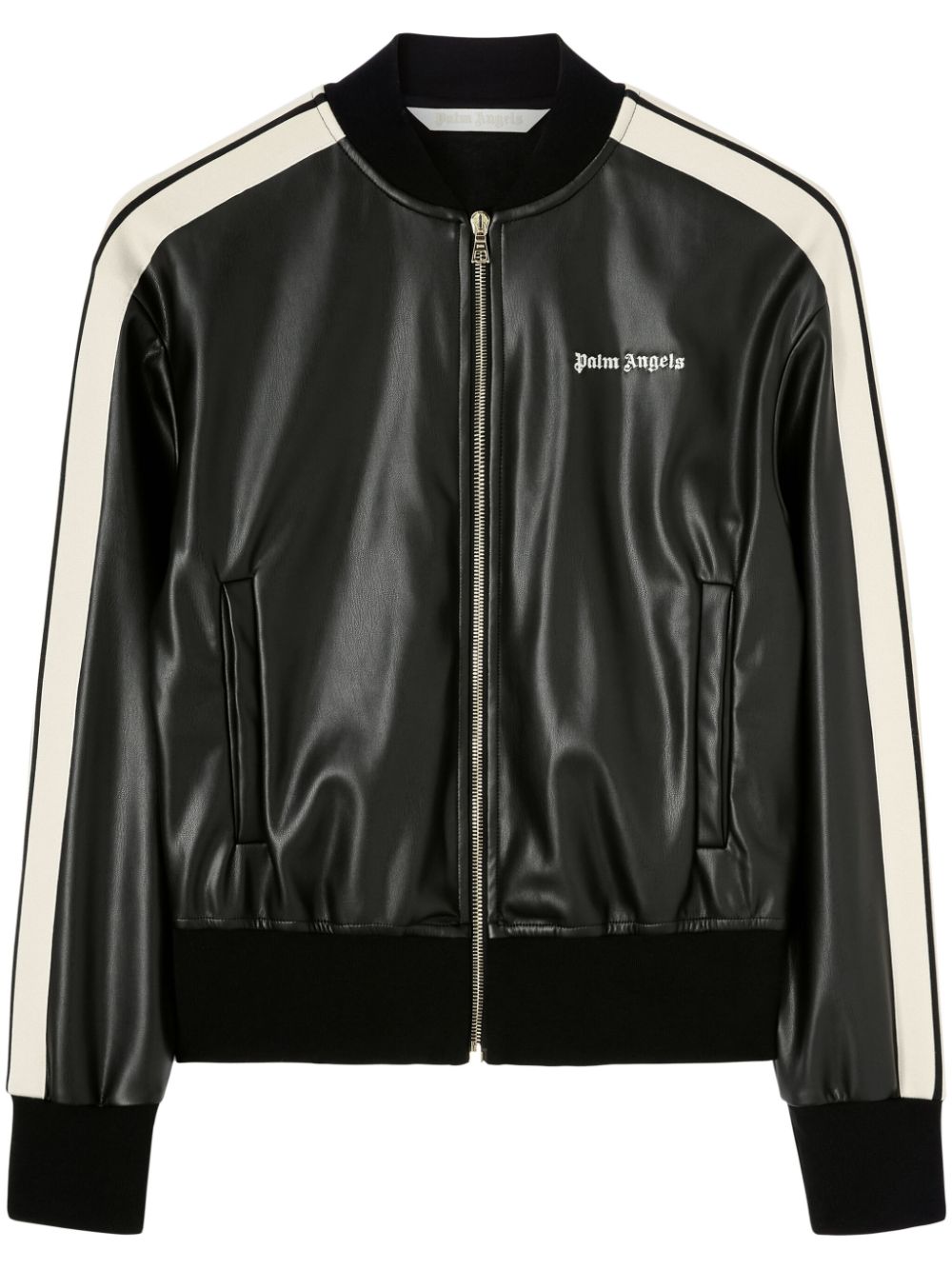 PALM ANGELS PALM ANGELS- Logo Leather Effetc Track Bomber Jacket