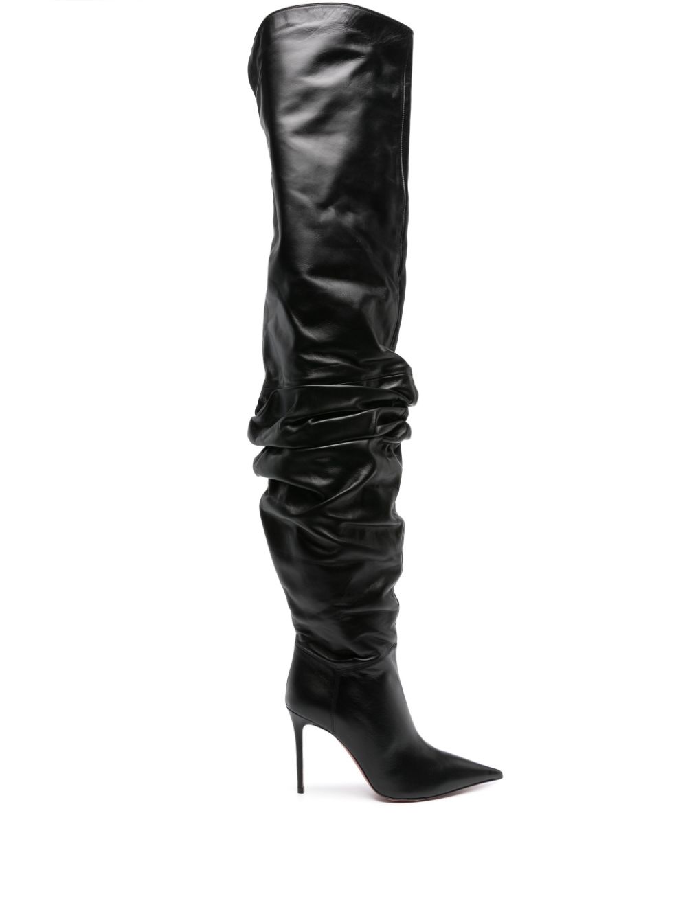 Amina Muaddi AMINA MUADDI- Thigh High Leather Heel Boots