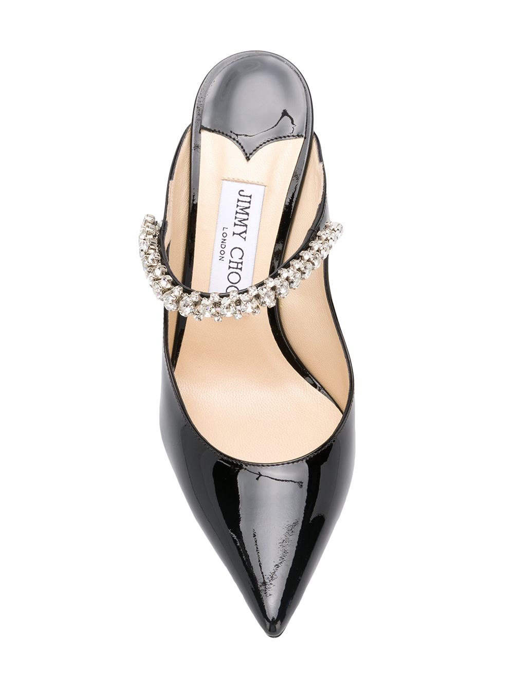 Jimmy Choo JIMMY CHOO- Bing 100 Crystal Strap Detail Patent Leather Mules