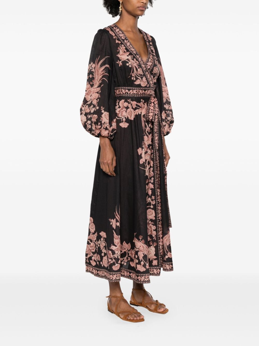 Zimmermann ZIMMERMANN- Floral Print Wrap Midi Dress