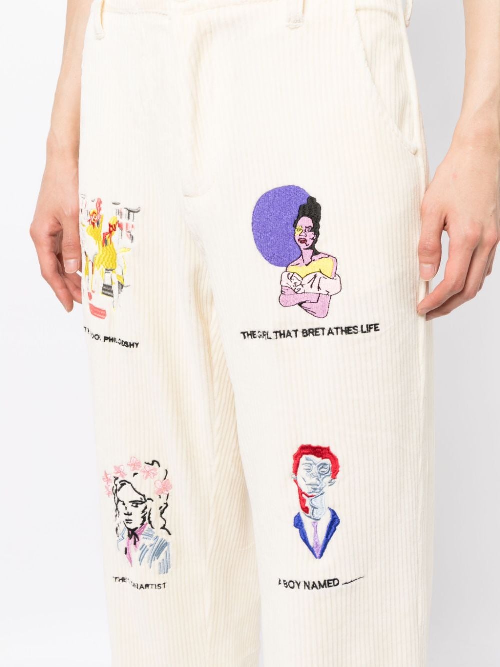KIDSUPER KIDSUPER- Embroidered Cotton Trousers