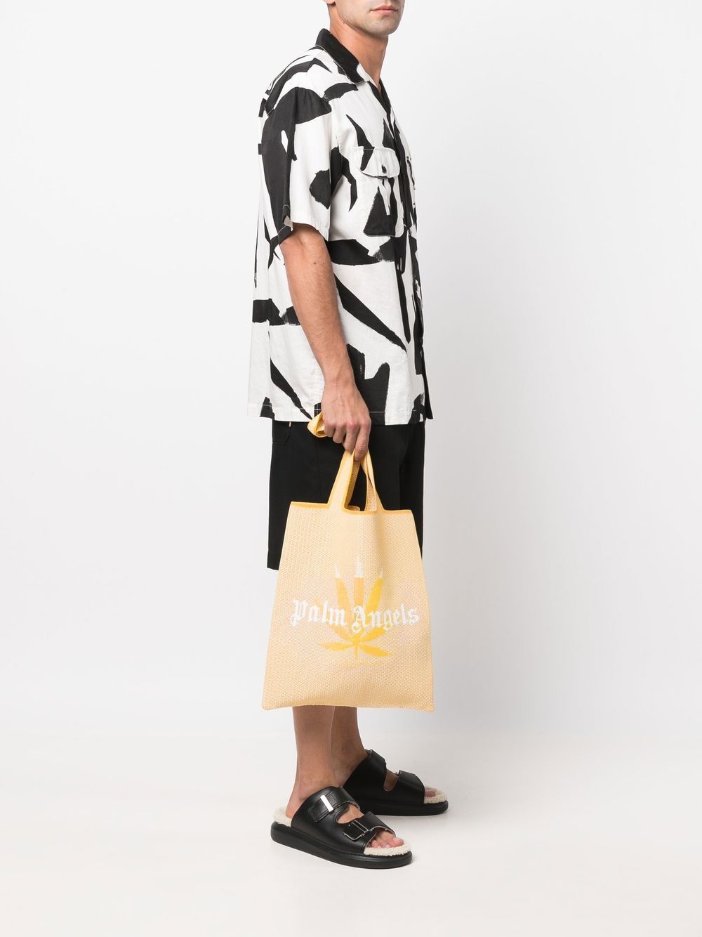 PALM ANGELS PALM ANGELS- Rafia Logo Shopping Bag