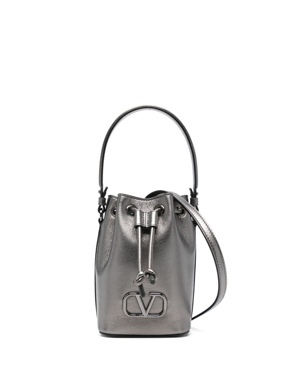 VALENTINO GARAVANI VALENTINO GARAVANI- Vlogo Signature Laminated Leather Bucket Bag