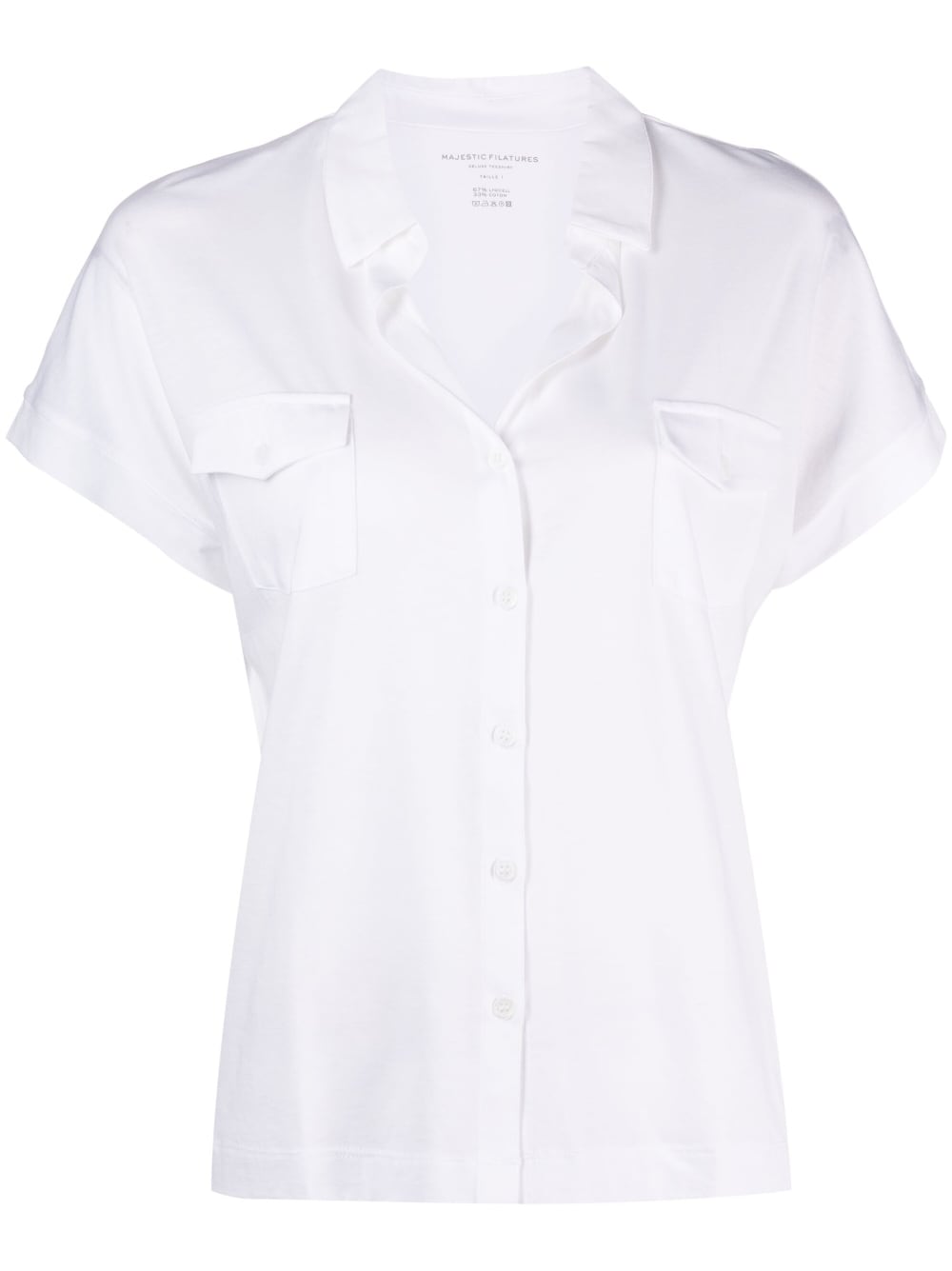 Majestic MAJESTIC- Short Sleeve Cotton Blend Shirt