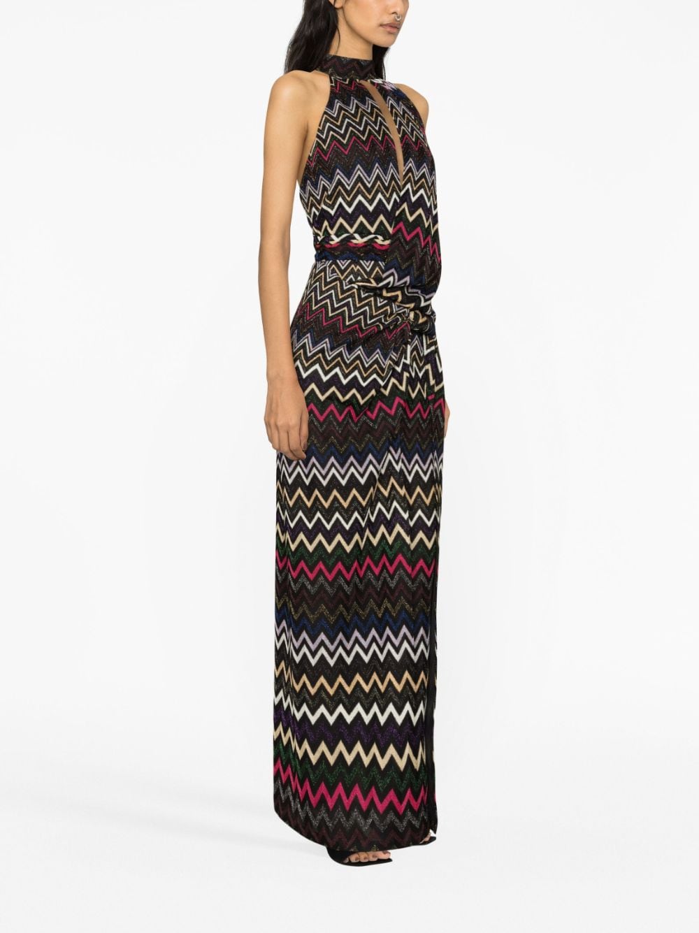 Missoni MISSONI- Zig Zag Pattern Halter Neck Long Dress