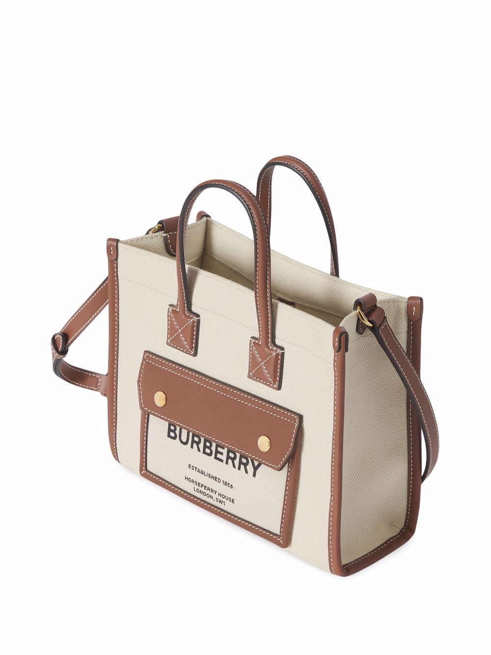 Burberry BURBERRY- Pocket Mini Cotton And Leather Shopping Bag